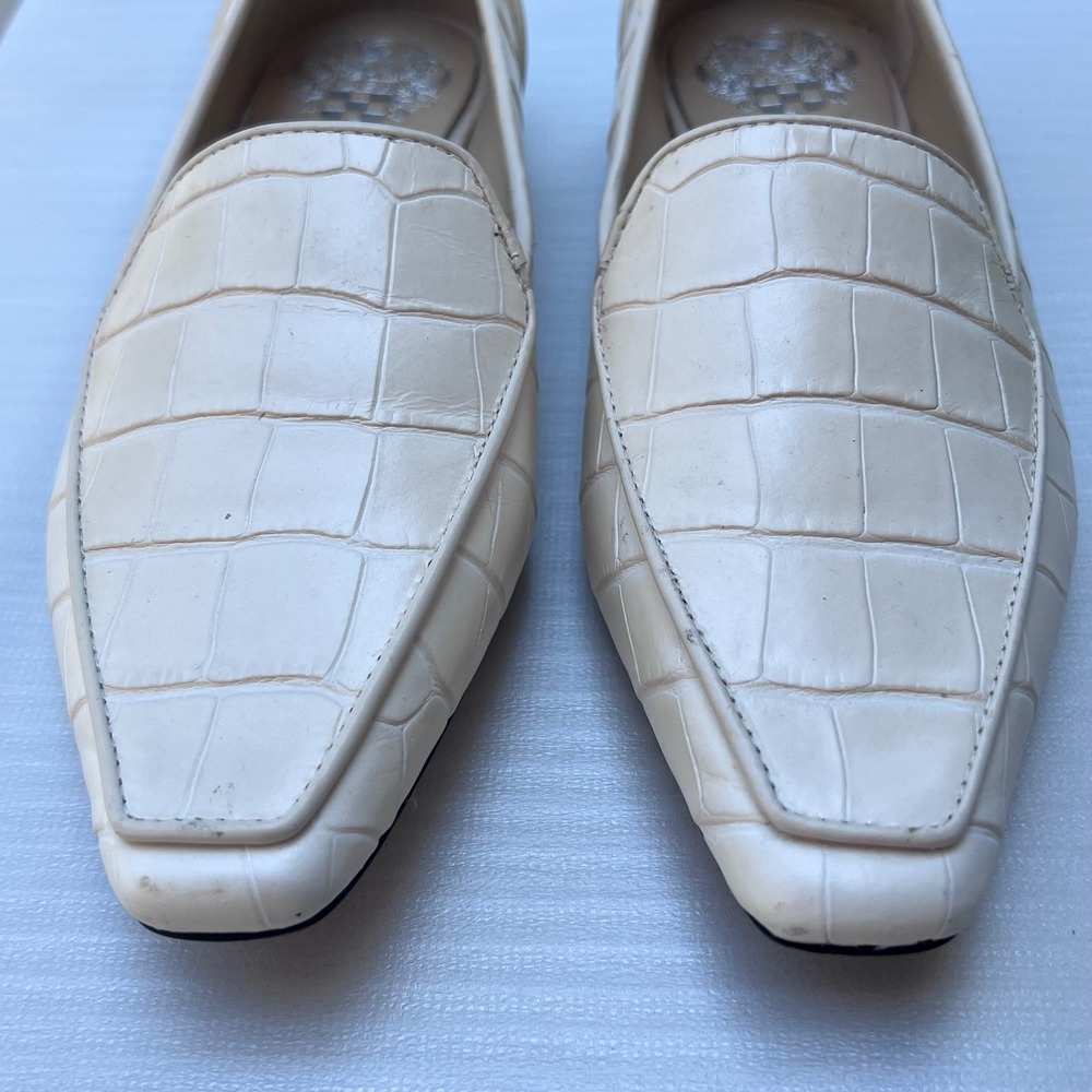Vince Camuto Cream Croc Embossed Pointed Toe Loafers W 5M Nordstrom Rack NWT